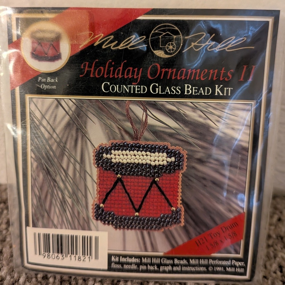 Mill Hill Toy Drum Counted Glass‎ Bead Kit Holiday Ornaments II H21 Vintage 1991